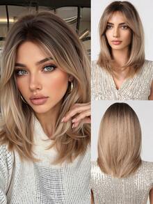 Short Brown Bob Wig For Women Daily Wear Natural Heat Resistant Short Synthetic Wig Hair With Bangs For 14 Inch Perfect Daily Party Used - Brown - View 4