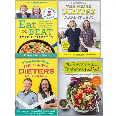 The Hairy Bikers Eat To Beat Type 2 Diabetes, The Hairy Dieters Make It Easy, The Hairy Dieters Eat For Life, [Hardcover] The Reverse Your Diabetes Cookbook 4 Books Collection Set