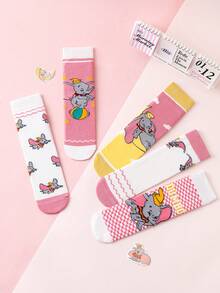 Disney 5/10 pares de calcetines genuinos con personaje de dibujos animados Dumbo, calcetines de regalo de invierno y Año Nuevo lindos, calcetines navideños de dibujos animados para mujeres, calcetines novedosos con personajes animados, calcetines para parejas, excelentes para regalos y fiestas - Multicolor - Ver 4