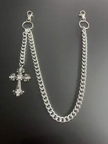 1pc Minimalist Pants Chain, Men's Wallet Chain, Silver Pants Chain, Aluminum Pocket Key Chain With Lobster Clasps At Both Ends, Unisex Accessory - Multicolor - View 9