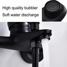 Black/White Stylish! Dual-Control Bathtub Faucet, Enjoy A Refreshing Bathing Experience - Brushed Nickel Finish, Dual-Function Temperature Control, Wall-Mounted Spout With Valve Core, Classic Modern Bathroom Design