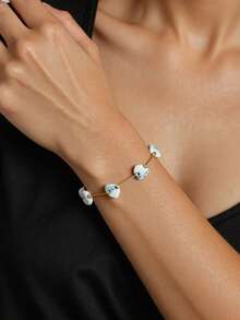 1 pulseira e tornozeleira minimalistas coloridas com contas de pedra natural, adequadas para mulheres usarem na praia e nas férias, cor, tamanho e quantidade de pedras aleatórios