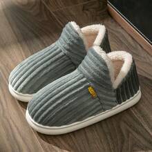 1 Pair Unisex Plush Slippers, Non-Slip Soft Bottom, Warm Closed-Toe, 2025 New Design