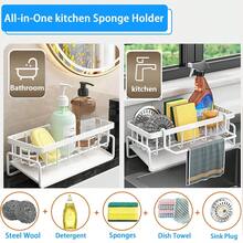 Sink Caddy Sponge Holder For Kitchen Sink, Stainless Steel Rustproof, Kitchen Sink Organizer Dish Sponge Organizer With Divider(White) Home Decor, Party Storage, Christmas Storage, New Year Storage - White - View 9