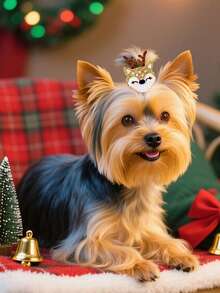 2 件圣诞迷你宠物发夹，圣诞限量版驯鹿蝴蝶结形宠物发夹，适合博美犬、泰迪犬、马尔济斯犬、布娃娃猫等小型长毛宠物 - 彩色 - 查看 5