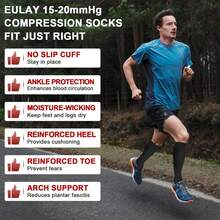 ¡Recomendado8 Pares Calcetines de compresión para Mujeres y Hombres 15-20 mmHg Ideal Medias de Compresión para Deportivas Ejercicio,Correr,Enfermeras,Médicos, Crossfit, Viajes,Embarazos, Viajes, Vuelo¡Top de Temporada - Negro - Ver 6