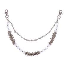 1pc New Vintage Fashion Thorn Asymmetric Pearl Chain Accessory, Punk Style Handmade Double-Layer Pants Chain, Suitable For Daily Wear