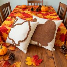 1 buc. Față de pernă din pluș brodată cu model de curcan, față de pernă decorativă de Ziua Recunoștinței cu broderie 3D