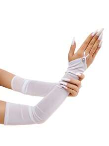 1 Pair Diamond Elegant Sheer Women's Gloves, Suitable For Performances, Banquets, Cosplay, Festivals, Bridal Accessories, Long Arm Sleeves - Multicolor - View 5