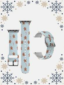 1pc Gingerbread Man Soft Elastic Breathable Comfortable Replacement Watch Band, Compatible With Samsung, Garmin, Honor Smartwatches, 38mm 40mm 41mm 45mm 44mm 42mm 46mm 49mm, Fashionable Casual Multi-Color Silicone Watch Strap Compatible With Apple Watch Ultra Series SE/11/10/9/8/7/6/5/4/3/2/1