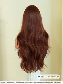 AKAKO 26 Inch Orange-Red Long Wavy Wig With Curtain Bangs, High Quality Heat-Resistant Fiber Synthetic Wave Curly Hair Wig, Gorgeous Goth Style Costume Wigs For Women Halloween Party Masquerade Ball,Music Festivals & Carnival Use - 橘色 - 查看 3