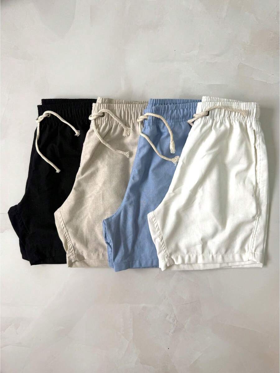Kit 4 Bermuda Shorts In Premium Linen Shorts Mauricinho Shorts - Màu xanh nhạt - Xem 1