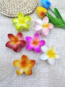 1pc/3pcs/4pcs/6pcs/9pcs 8cm Hibiscus Flower Shaped Hair Clips, Blue/Pink/Purple Lightweight Plastic Bathroom Hair Accessories Suitable For Daily Outing, Casual Party, Commute, Beach Holiday, Ponytail, Bun, Face Washing, Makeup, Outfit Matching Fashion Claw Clips