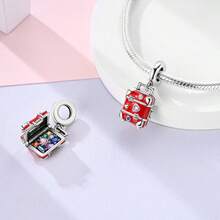 1 Pc Sliver Color Classic Red Collection Mushroom Pomegranate Cherry Strawberry Watermelon Chili Motorcycle Dress Luggage Temperature Gauge Charm Fit Original Bracelet Necklace Pendant Beads For Diy Jewelry Making Women Girl Birthday Jewelry Gift For Friends
