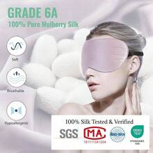 - u201CAntifaz para dormir con bolsa, 2 Pack Real Natural Pura Seda Antifaz con Correa Ajustable para Sleepi - "21- Negro Y Rosa Con Bolsa - Ver 3