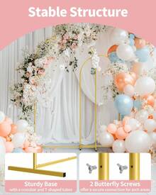 1pcs Arco para Decorar con Globos,Metal Arco para Decoración para Fiestas,Boda,Decoración Cumpleaños 1.2/1.5/1.8/2.0/2.2m - Dorado - Ver 3