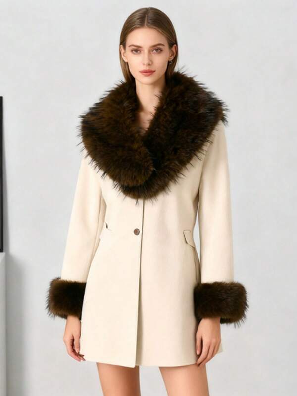 1 szt. Poliestrowy kołnierz ze sztucznego futra, ciepły, gruby szalik na szyję dla kobiet na zimę