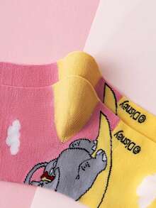 Disney 5/10 pares de calcetines genuinos con personaje de dibujos animados Dumbo, calcetines de regalo de invierno y Año Nuevo lindos, calcetines navideños de dibujos animados para mujeres, calcetines novedosos con personajes animados, calcetines para parejas, excelentes para regalos y fiestas - Multicolor - Ver 9
