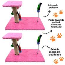 Scratching Post With Interactive Toys With Sisal And Balls - Baby Pink - View 7