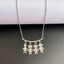 Daughter Girl Pendant Necklace In Stainless Steel Does Not Darken Can Get Wet - 3 女孩 1 男孩 - 查看 6