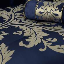 Royale 7-Piece Jacquard Floral Comforter Set - Navy/Gold - View 2