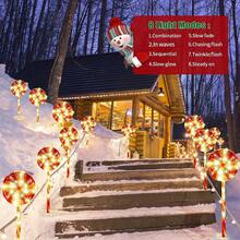 5-Piece Solar Christmas Path Lights, 8 Lighting Modes - Candy Lollipop Style With Red & White LEDs - Indoor/Outdoor Use For Lawn, Patio & Garden Christmas Decoration XMAS Decor Christmas Tree Gift Decor Thanksgiving Wedding Home Decor Home Decor Fall Decor Autumn Decor Birthday Decorations For Gifts Party Supplies Indoor Outdoor Garden Holiday Festival Decor Halloween Decor Wall Decor Halloween Ornaments