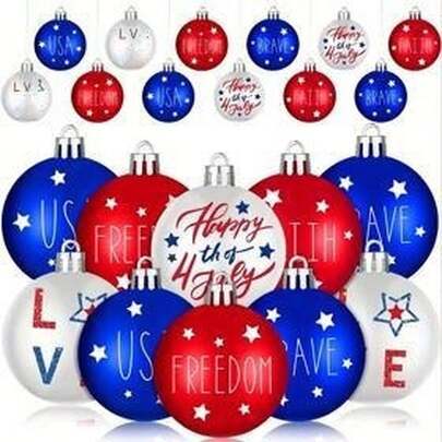 6 Stücke 4. Juli patriotische Baumanhänger - rot, weiß und blau hängende Dekorationen, geeignet für Unabhängigkeitstag Feiern und Memorial Day Partyzubehör für Zuhause [2D flach]