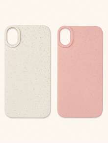 2pcs Wheat Straw Phone Cases, Minimalist Solid Color Phone Cases, Pink & White Phone Cases, Compatible With IPhone & Galaxy, 16, 16 Pro Max, 16 Pro, 16 Plus - Multicolor - View 17