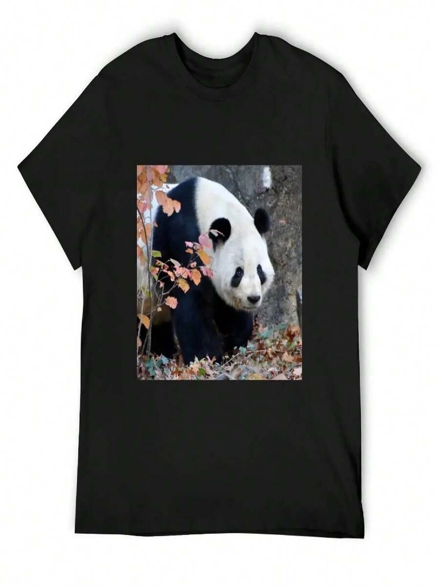 Giant Panda Tian Tian At The National Zoo T-Shirt Rapper Graphic Tees Anime Stuff Plus Sizes Customs Tshirts For Men - Black - View 1