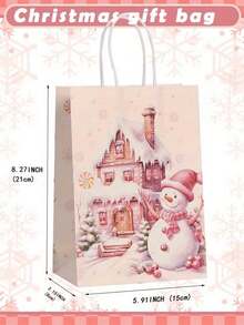 24 bolsas de regalo de Navidad rosas con estampados de Papá Noel y renos - Bolsas de papel kraft, adecuadas para regalos navideños, recuerdos de fiesta y compras - Excelentes para celebraciones de cumpleaños y manualidades