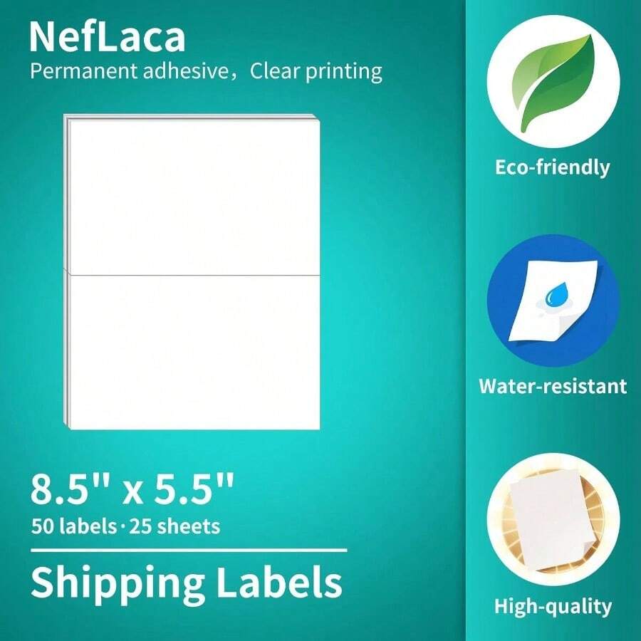 White Labels, 5.5x 8.5 25 Sheets 50 Labels Matte, Paper Material, 25 ...