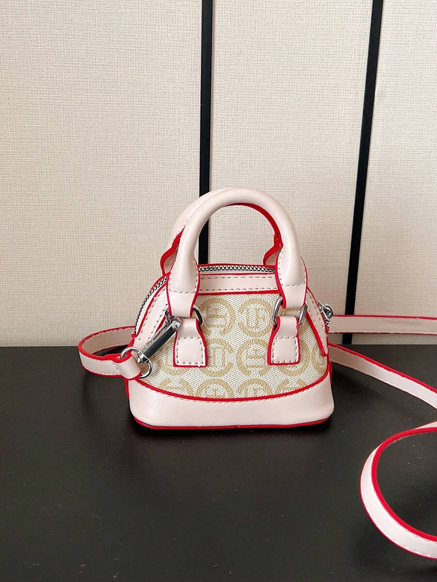 1pc Fashionable Retro Mini Shell Handbag, Cute & Compact, Suitable For Lipstick, Coins, Shoulder/Crossbody Bag For Women, Summer - Beige - View 1