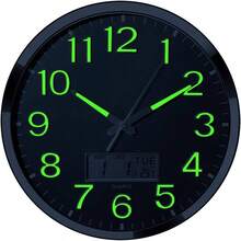 Wall Clocks - Green Light/silver Housing - View 1