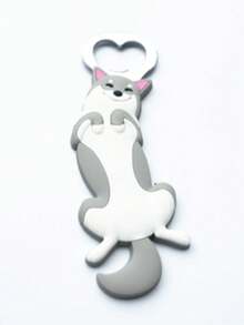 1pc Adorable Cat-Shaped Bottle Opener With Heart Cutout - Durable Plastic, Manual Operation, Perfect For Beer & Dog Lovers, Cute Kitchen Gadget