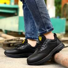 GUYISA 蓝鸥专业安全鞋，欧盟标准钢头，防挤压，防静电，柔软凯夫拉防刺穿中底，男士休闲功能鞋，四季皆宜 - 黑色 - 查看 10