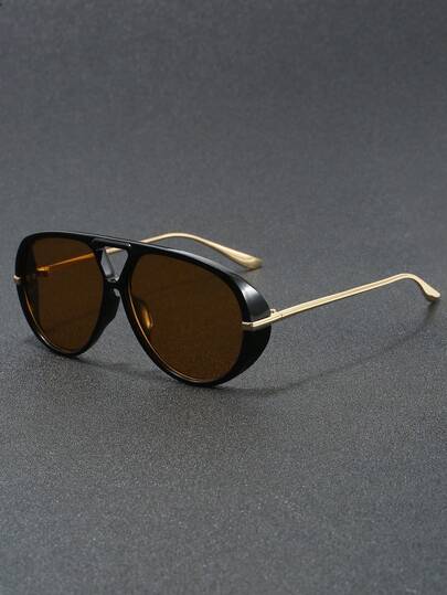 Retro Pilot Style Tortoiseshell Eyeglasses Gradient Blue Lens Daily Outfit Travel Photoshoot Decorative Glasses