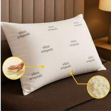 土耳其制造 Visco 枕头 - 50x70 厘米 - 记忆海绵碎填充 - 棉质枕套 - 1000 克 - 颈部和背部支撑枕 - 灰色 - 查看 6