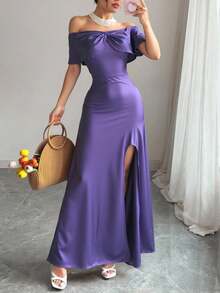 Women Long Dresses - Lilac Purple - View 4