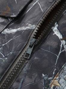 男士加厚保暖内衬休闲夹克，迷彩印花，秋冬季保暖外套 - 綠色 - 查看 6