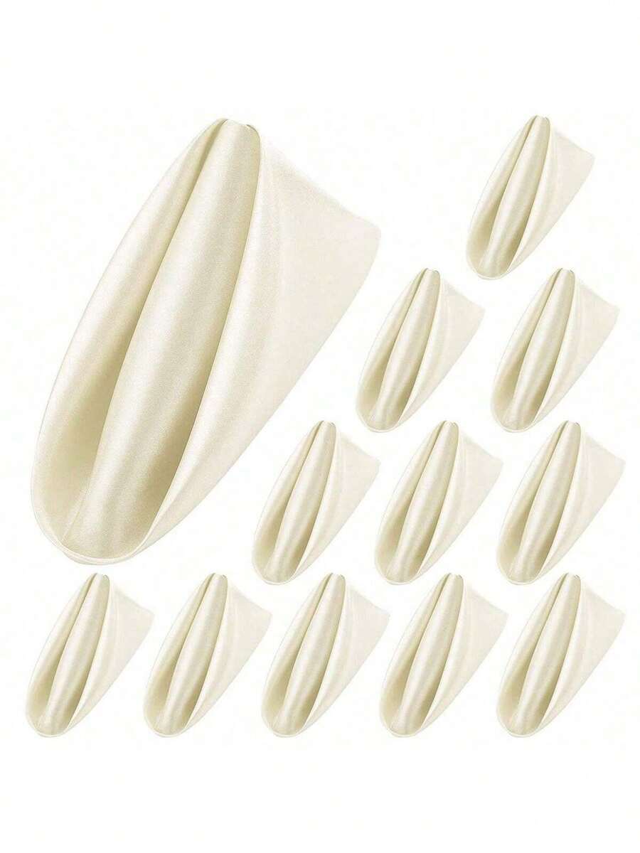 8/16/24pcs Disposable Luncheon Napkins, Bulk Wedding Napkins, Elegant Square Dining Table Napkins, Satin Finish Napkins, Suitable For Restaurant, Party, Graduation (30*30cm/12*12in) - Ivory White - View 1
