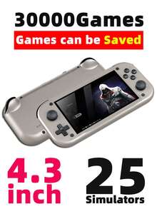 1pc Handheld Game Console With 4.3-Inch Screen 4k High-Definition Nostalgic Arcade Built In 25 Simulators 30000 Games For Husband Or Brother Holiday Birthday Gift