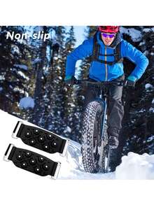 Two Self-Adhesive Hook-And-Loop Anti-Slip Pads, Suitable For Various Scenarios Such As Outdoor Sports, Rock Climbing, Snow, Ice, And Mountain Climbing. Bicycle Tire Grip Pads, Essential For Winter, Ice Climbing Equipment, Outdoor Sports Safety, Hook-And-Loop Fasteners, Essential For Winter Sports, Enhanced Grip Surface, Weather-Resistant Pads, Outdoor Adventurers, Winter Sports Enthusiasts, Snow Climbing