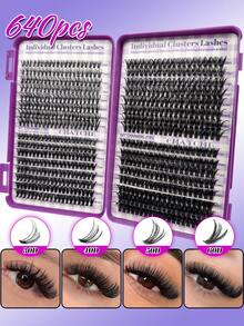 640片装DIY睫毛嫁接套装 - 混合长度10-16mm，包含10D、20D、30D、40D、50D、60D、80D、100D长度，可打造猫眼、角色扮演、俄式浓密、自然、浓密、戏剧性等多种风格，套装包含胶水、封层剂、镊子，适合初学者，0.07mm粗细，D型卷翘，家用。 - 紫色 - 查看 17