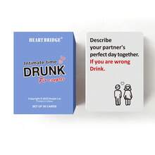 HEART BRIDGE 1PC Couple's Drinking Game Cards, Party Board Game, Drinking Challenge Cards, Essential For Romantic Late-Night Dates, Valentine's/Halloween/Christmas Gift, Perfect For Romantic Carnival Nights And Adult Party Games | 50Cards| - Blue - View 3