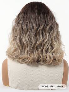 Stylish 16-Inch Ombre Mid-Long Curly Hair Synthetic Heat-Resistant Fiber Wig With Bangs Ladies Wig Is Perfect For Holiday Party Everyday Wear - 漸層 - 查看 6