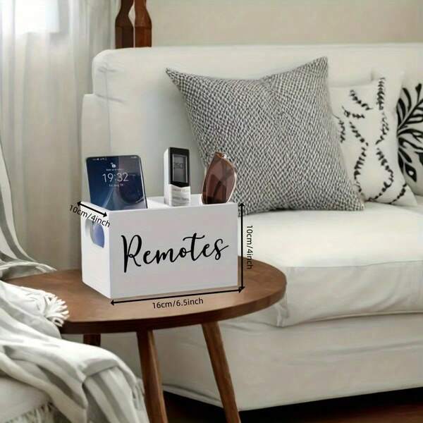 1 pezzo Classica scatola di legno con 2 scomparti per il contenimento dei telecomandi - Design con apertura superiore, decorazione e organizzazione per il soggiorno, speciale per l'organizzazione domestica