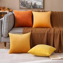 MIULEE Velvet Cushion Cover, 40 X 40 Cm, Orange Series Set Of 4, Sofa Cushions, Velvet Cushion, Decorative Cushion, Couch Cushion, Decorative Colour, Gradient Cover, Sofa Cushion Cover For Living Room, Children, Office