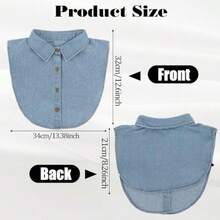 Denim Fake Collar For Women Faux Shirt Collar Women's Denim Shirt Detachable Dickey Collar For Women Under Blouse - như hình ảnh - Xem 2