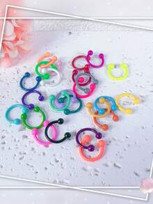 Caja misteriosa Juego de 10 piezas de colores aleatorios que incluye: Aro de nariz, Clavo de nariz, Aro de nariz en forma de C con pintura horneada, Clavo de ceja, Aro de hueso de oreja, Accesorio de perforación humana, Regalo de cumpleaños para mujeres