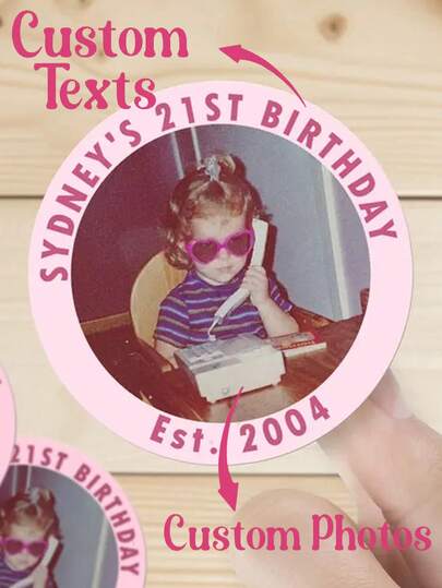 Custom Birthday Photo Stickers, Personalized Stickers For Birthday Party, Bachelorette, Bach Trip, 30th Birthday, Custom Photo Stickers, Party Favors, Birthday Gift Tags, Customizable Stickers For Events, School Supplies, For Office, For Teachers, For School, For University, Custom Party Favor Stickers,Office Decor